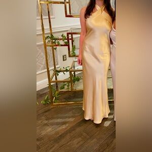 GALVAN cross neck champagne gown